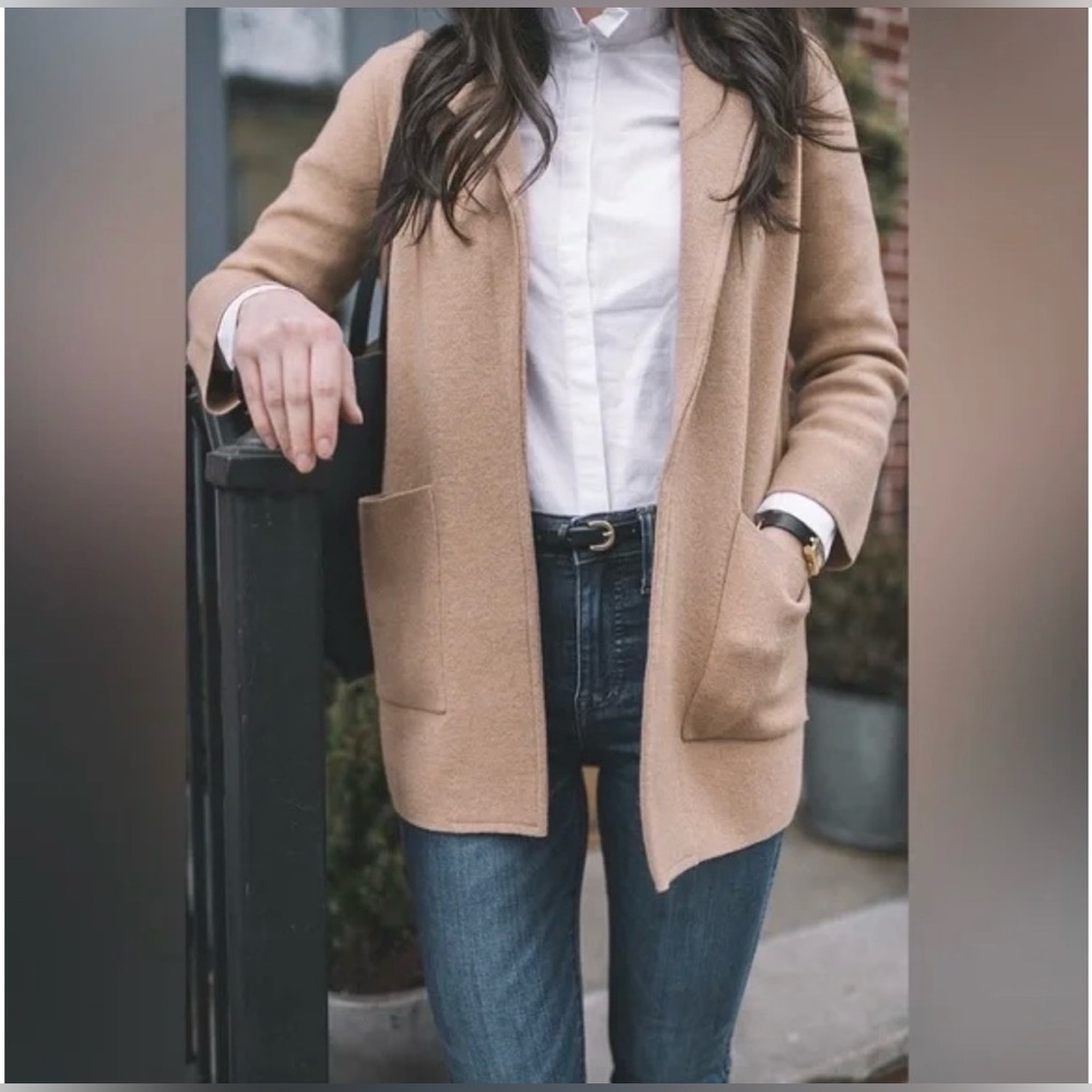 J. Crew Sophie Camel Merino Wool Sweater Blazer Size XS